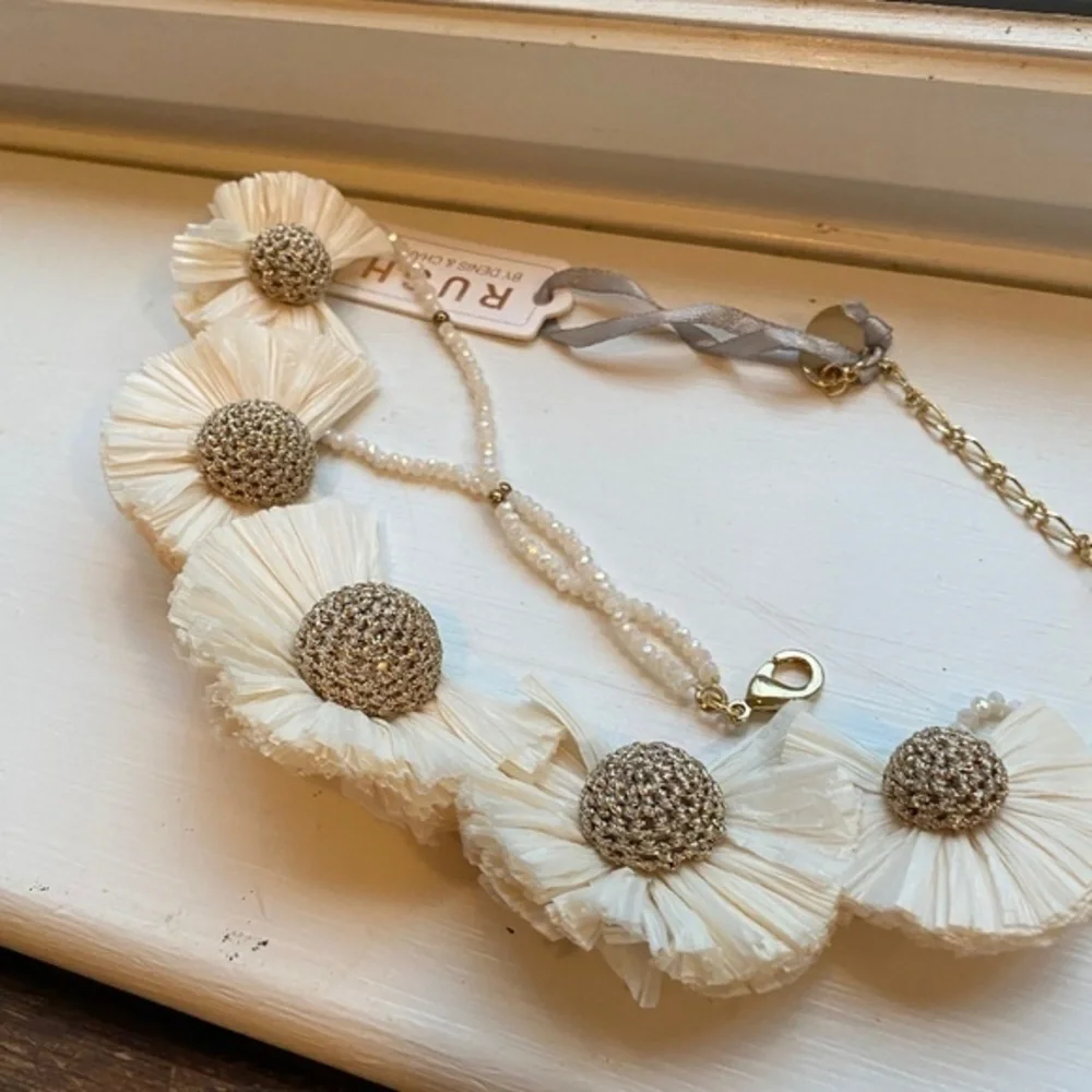Anthropologie Rush  Raffia Bibb Necklace